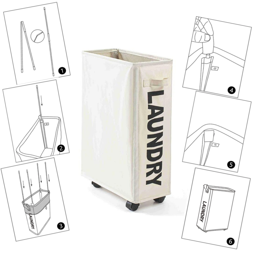 Bærbar skittentøyskurv med hjul - Ozerty