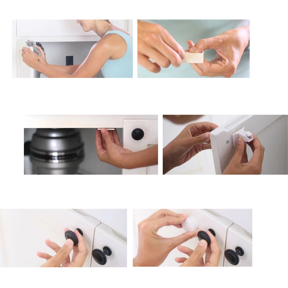 Pakke med 4 magnetiske skaplåser for barn - Ozerty