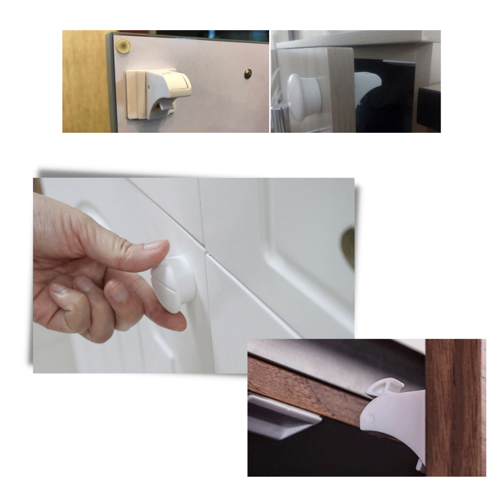 Pakke med 4 magnetiske skaplåser for barn - Ozerty