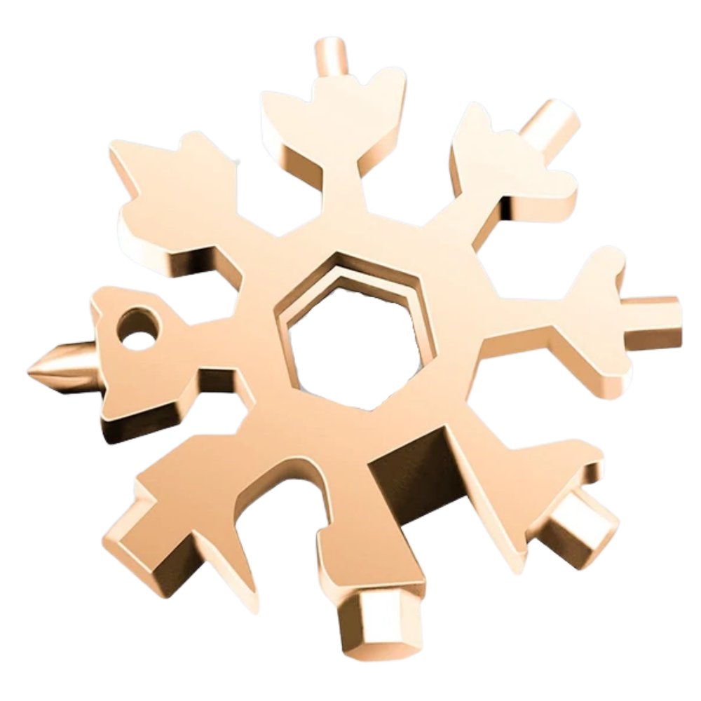 18-in-1 snowflake multi-tool in stainless steel