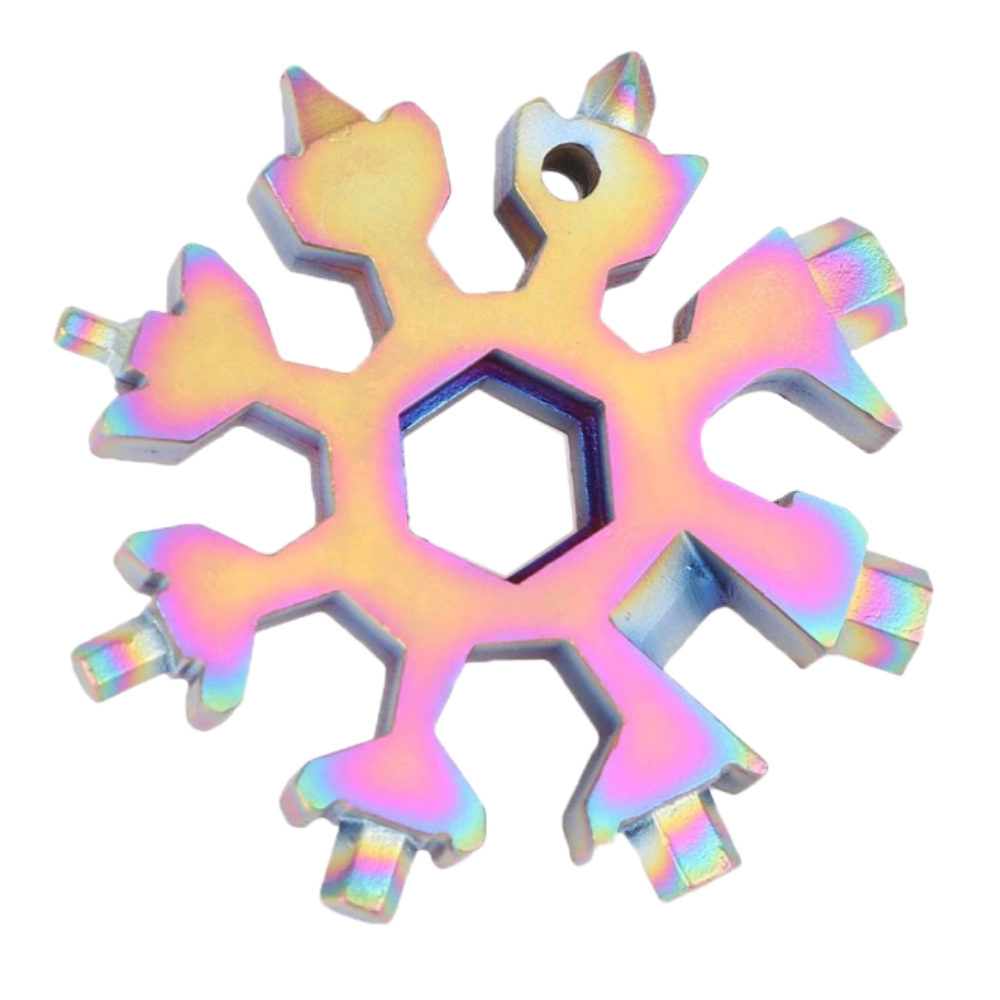 18-in-1 snowflake multi-tool in stainless steel