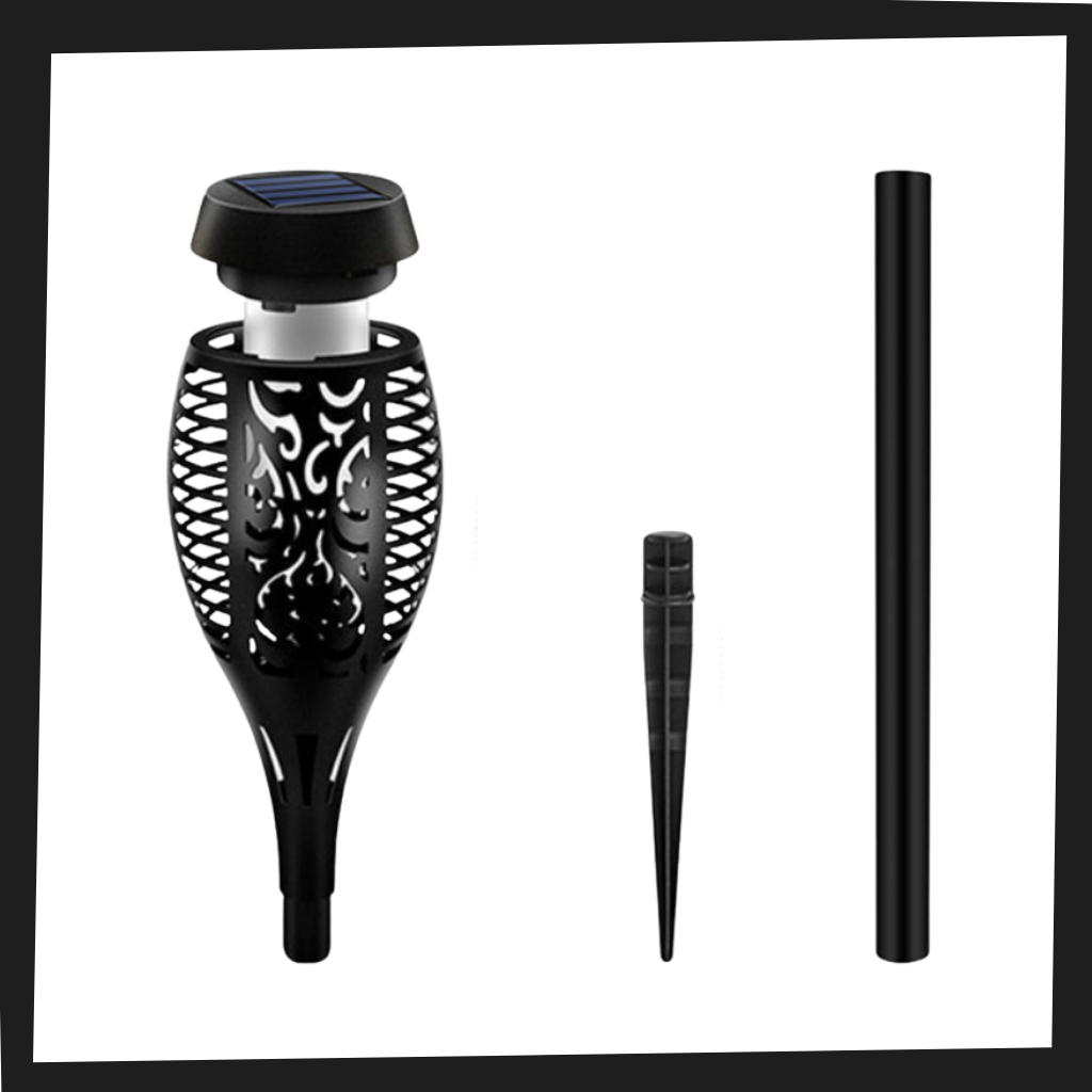 LED solcelle fakkel med flimrende flamme - Ozerty