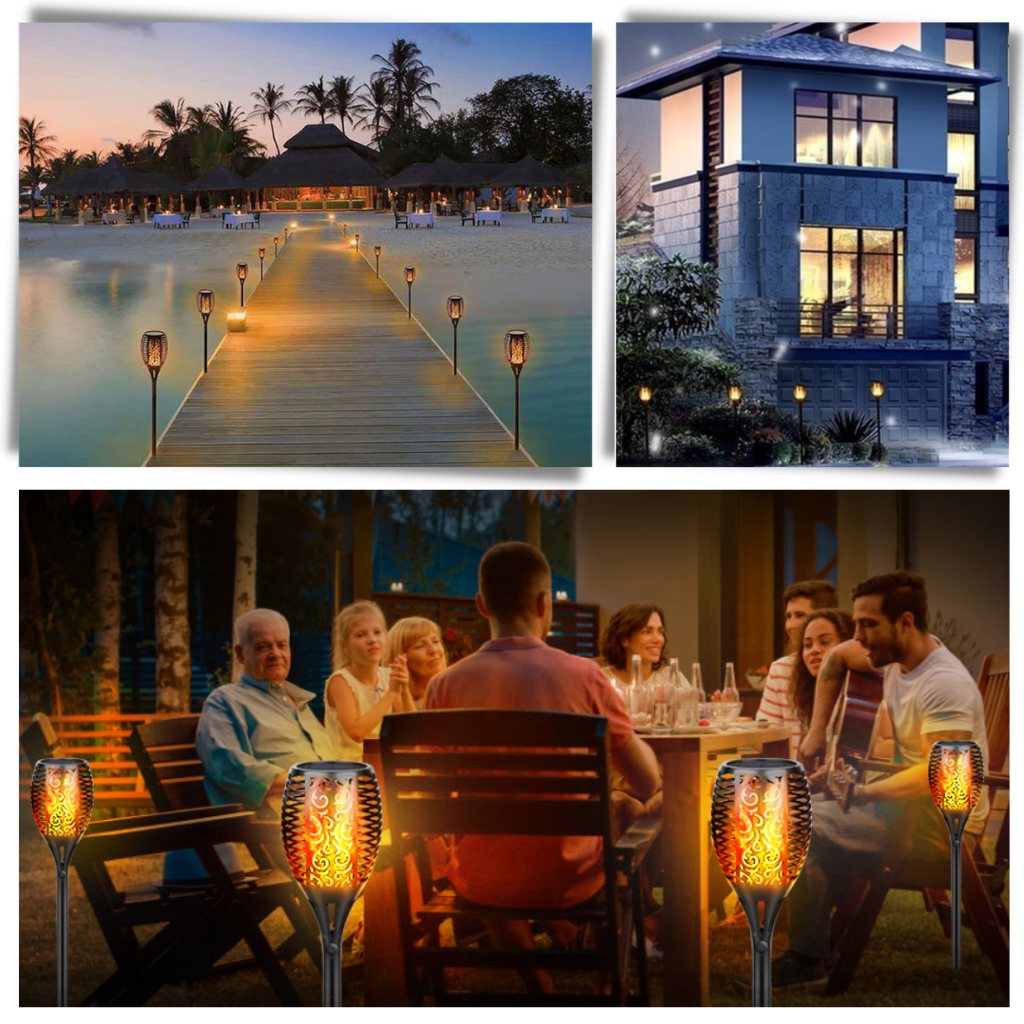 LED solcelle fakkel med flimrende flamme - Ozerty