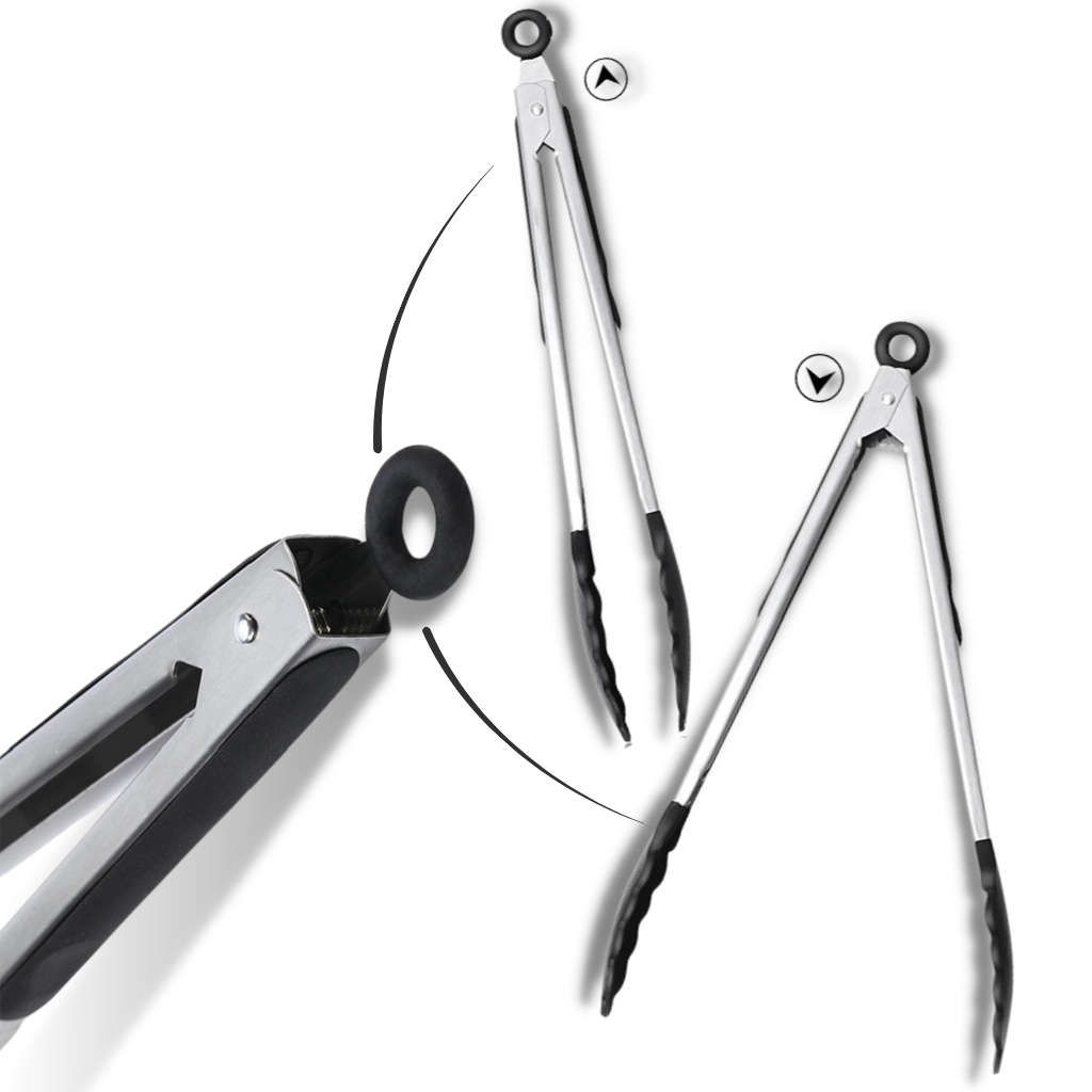 Grilltang i rustfritt stål med silikongrep - Ozerty