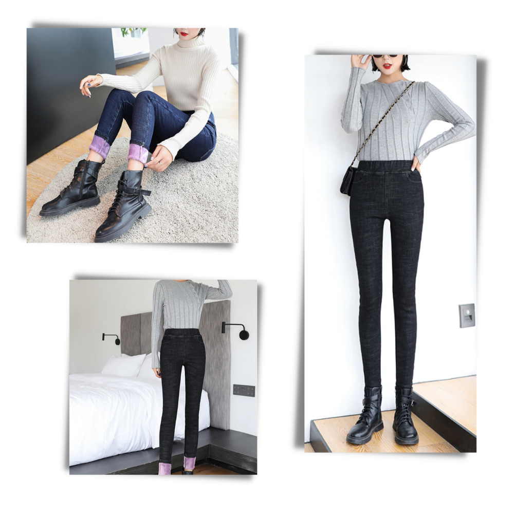 Jeggings for kvinner med termisk fleece - Ozerty