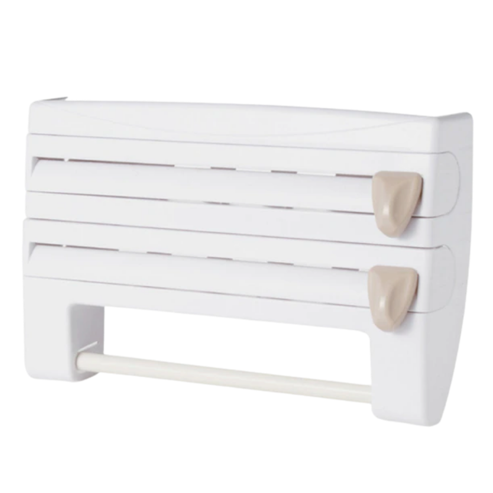 4-in-1 wall-mounted holder for plastic film and paper towels