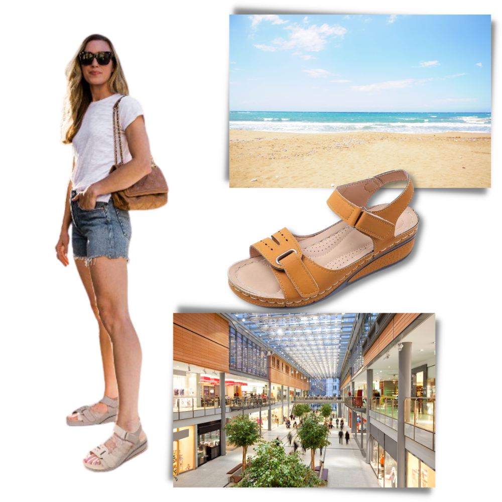 Ortopediske sandaler med fotbuestøtte for kvinner
- Ozerty