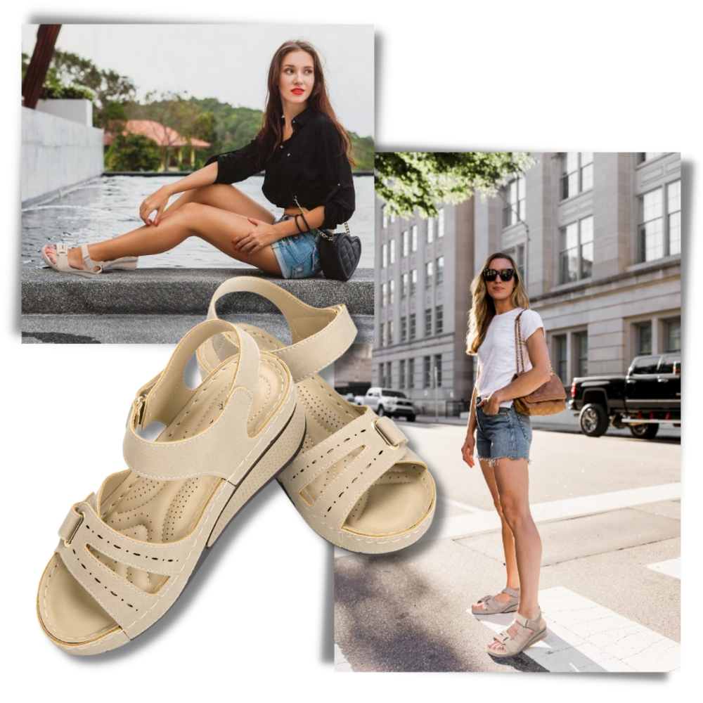 Ortopediske sandaler med fotbuestøtte for kvinner
- Ozerty