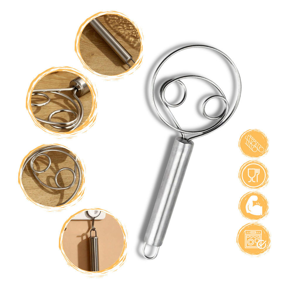 Uanstrengt dansk deigvisp i rustfritt stål
- Ozerty