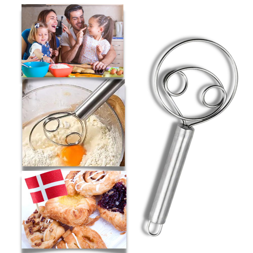 Uanstrengt dansk deigvisp i rustfritt stål
 - Ozerty