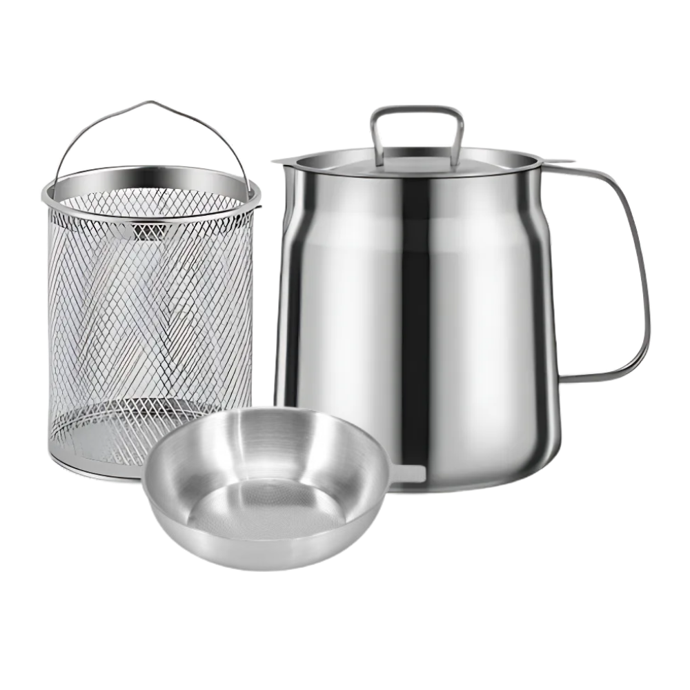 2-i-1 Frityrgryte i Rustfritt Stål -2000 ml / 67 oz - Ozerty