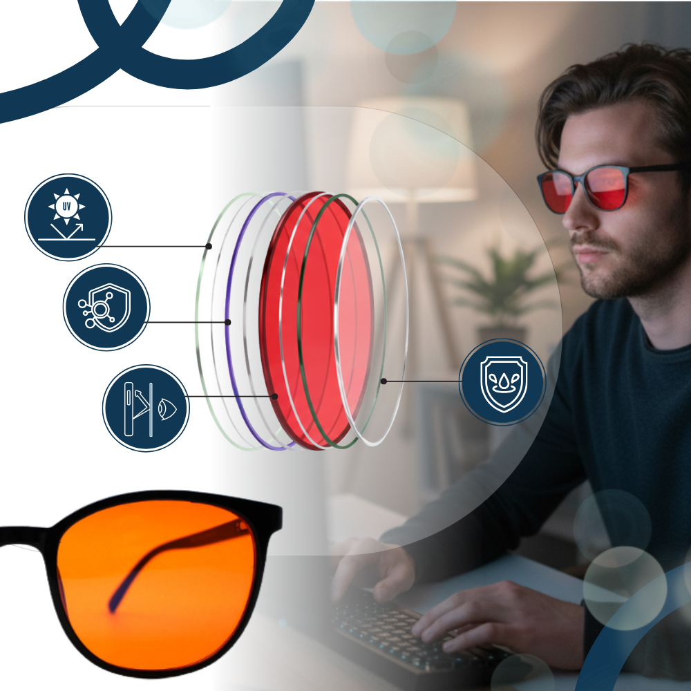 Røde Briller med Blåttlysfilter - Ozerty