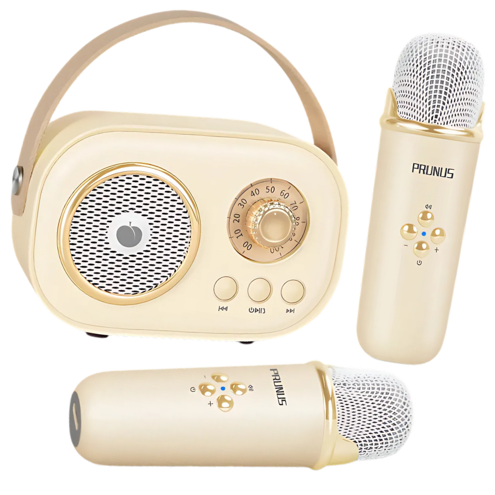 Bluetooth-Mini-Karaoke For Barn Med Dobbel Mikrofon  -Beige  - Ozerty