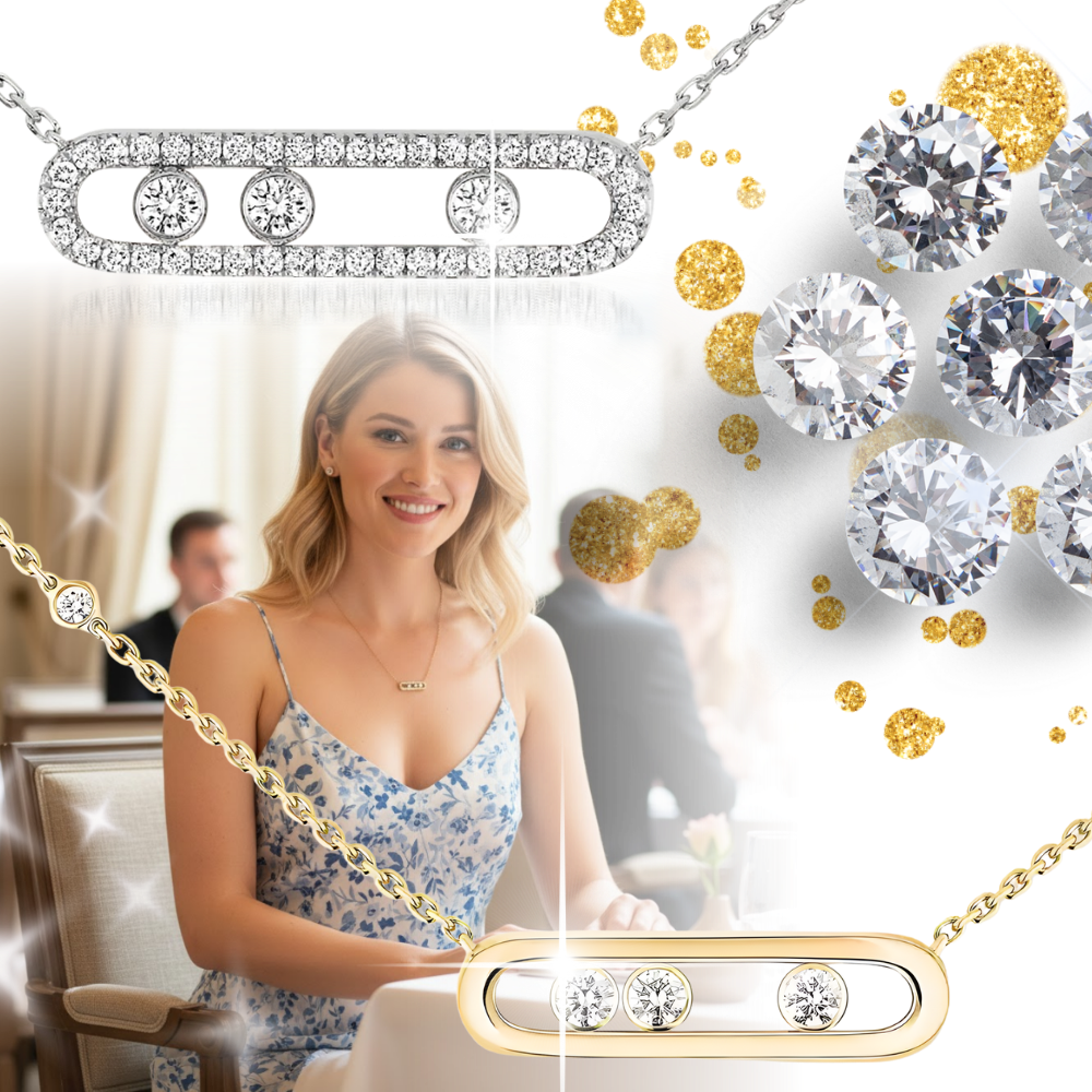 Klassisk Halskjede Med Tre Steiner - Ozerty