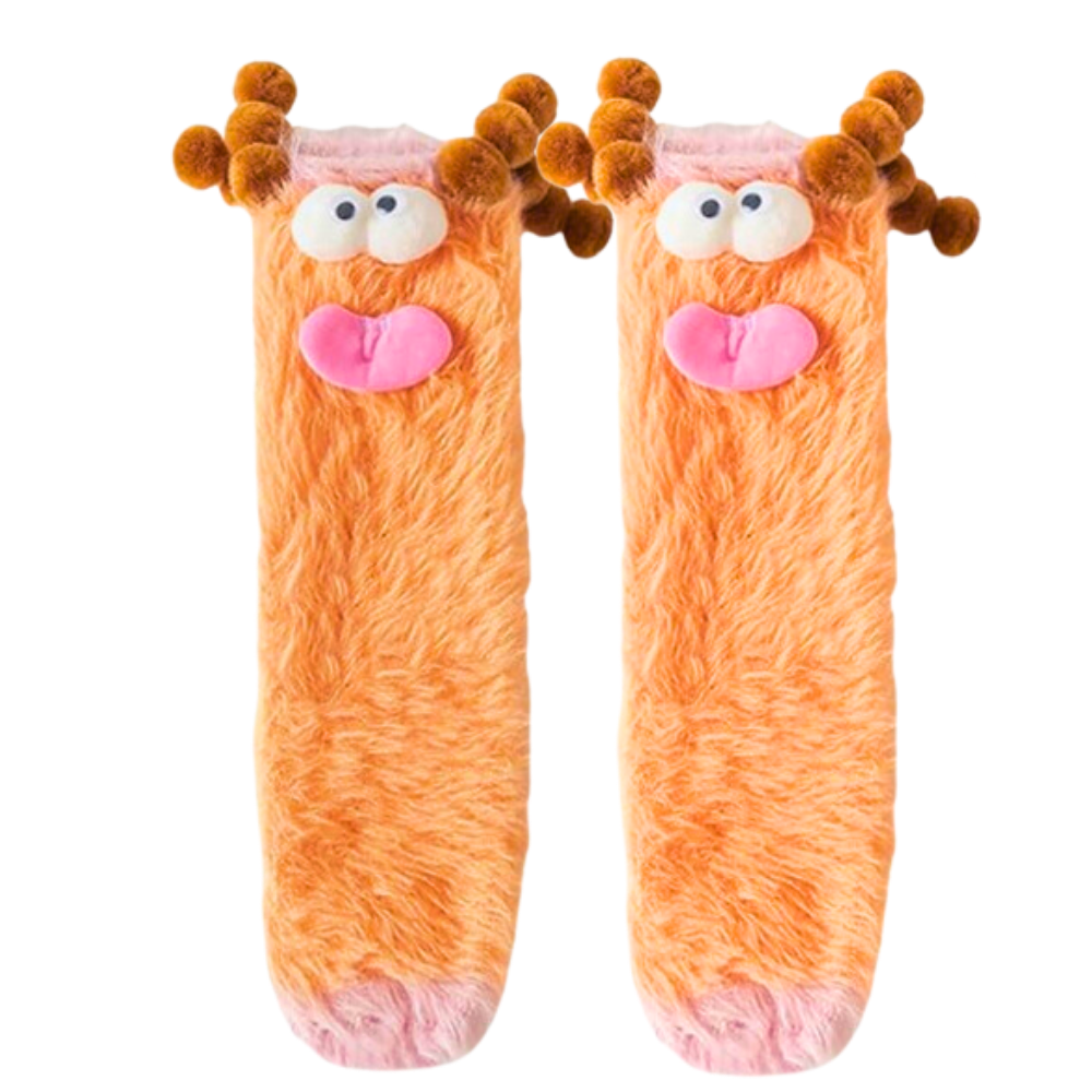 Funky Sokker i Korallfløyel -Oransje - Ozerty