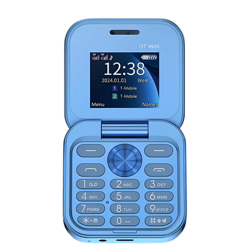 Liten sammenleggbar mobiltelefon med dobbelt sim-kort

 -I17 Pro/Blå - Ozerty