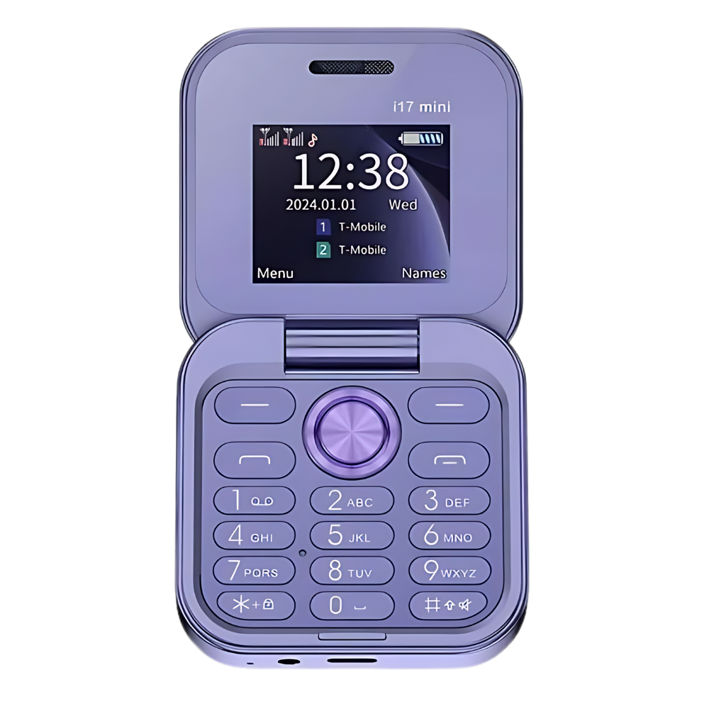 Liten sammenleggbar mobiltelefon med dobbelt sim-kort

 -I17 Pro/Lilla - Ozerty