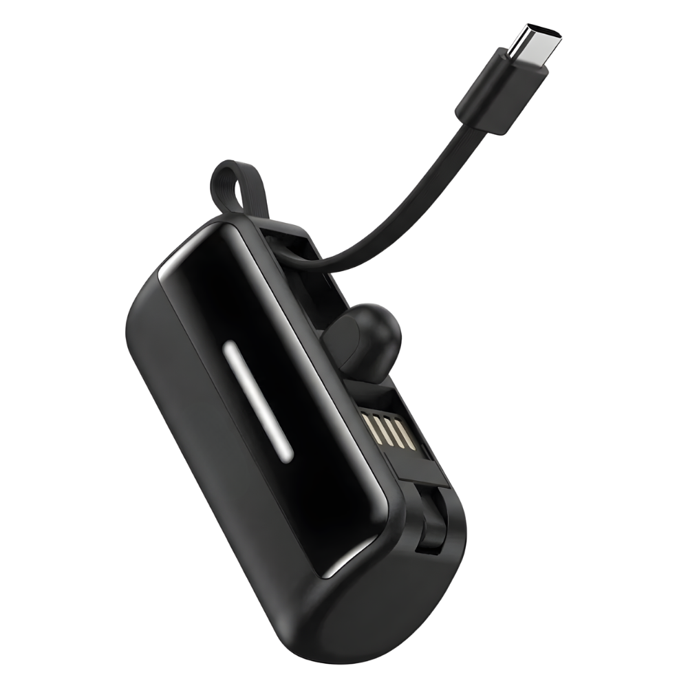 Effektiv, Pålitelig Mini Powerbank Med Stativ -Sort - Ozerty