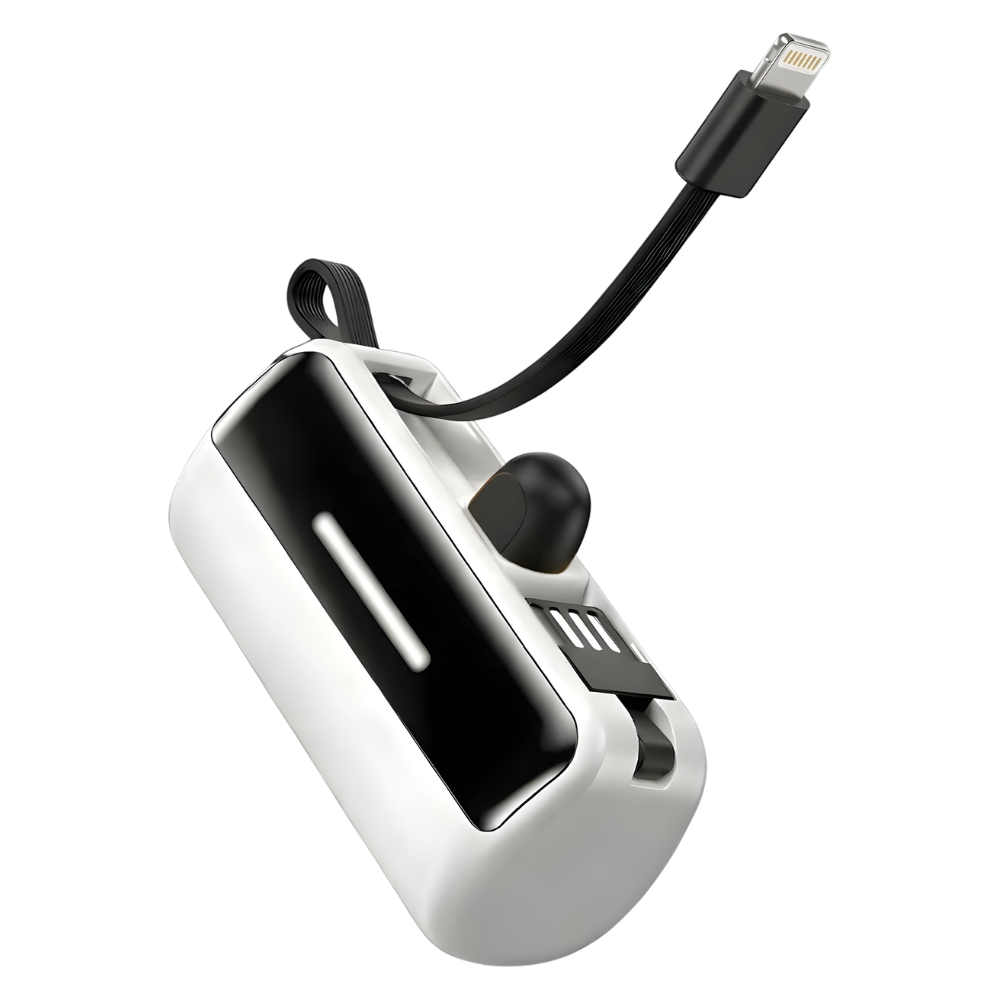 Effektiv, Pålitelig Mini Powerbank Med Stativ -Hvit - Ozerty