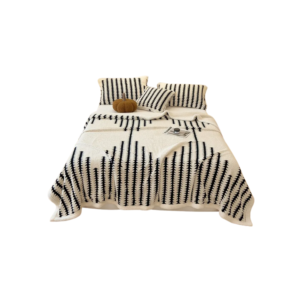 Fluffy Jacquard Vinterteppe -Hvit - Ozerty