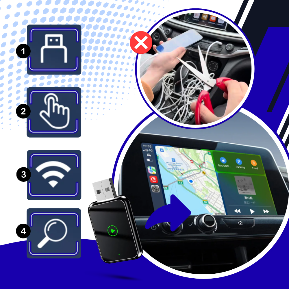 Funksjonell og Praktisk Trådløs CarPlay - Ozerty