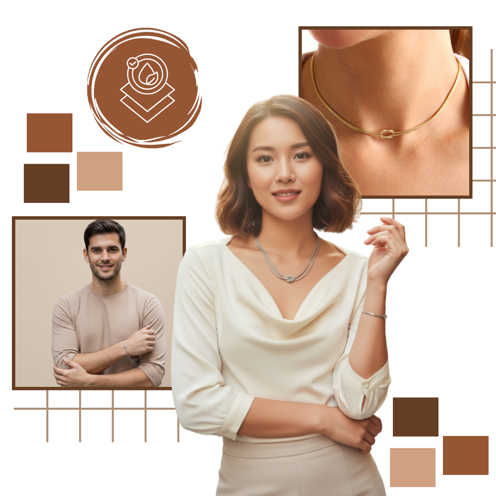 Halskjede og Armbånd med Kjærlighetsknute - Ozerty