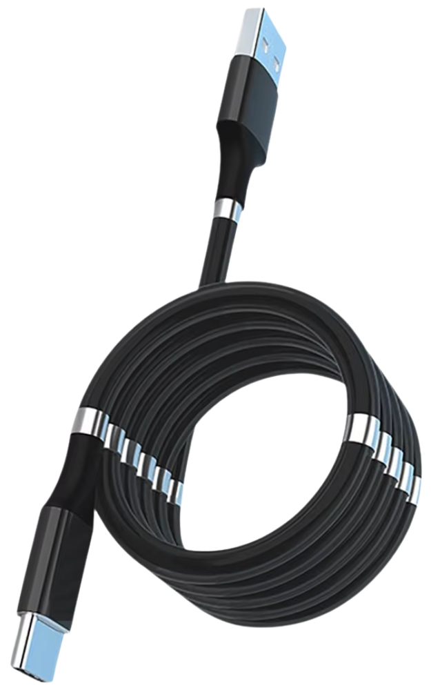 Fleksibel Magnetisk USB-Kabel -Sort - Ozerty