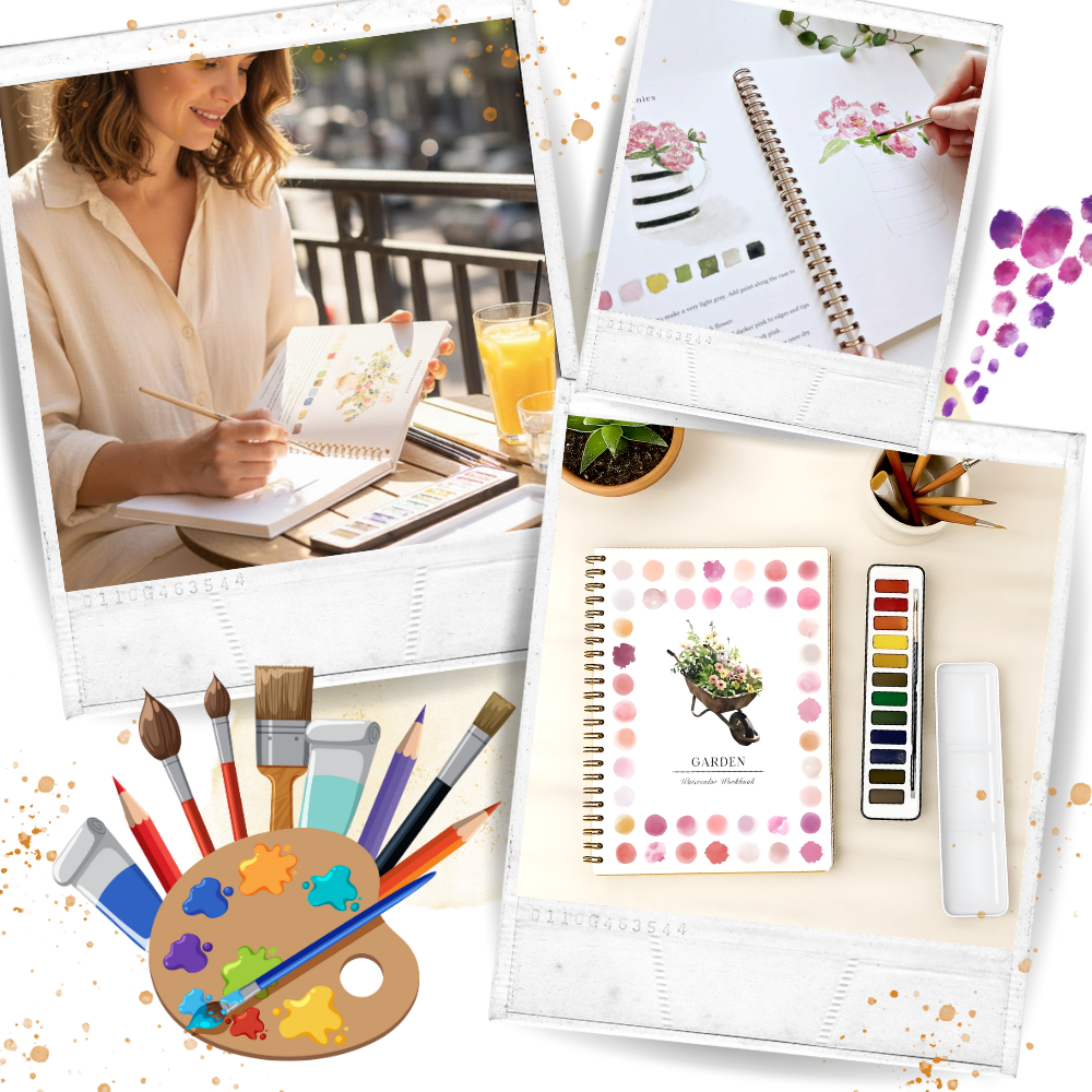 Akvarell Malebok med Flere Temaer - Ozerty