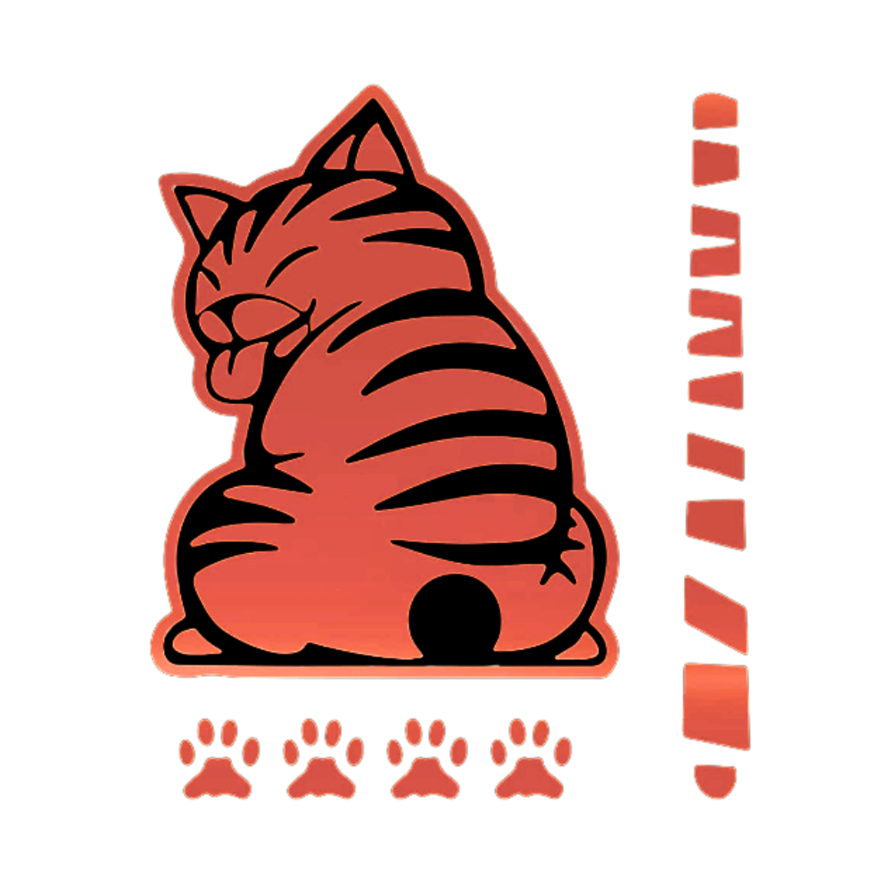 Kult Klistremerke med Kattemotiv -Rød - Ozerty