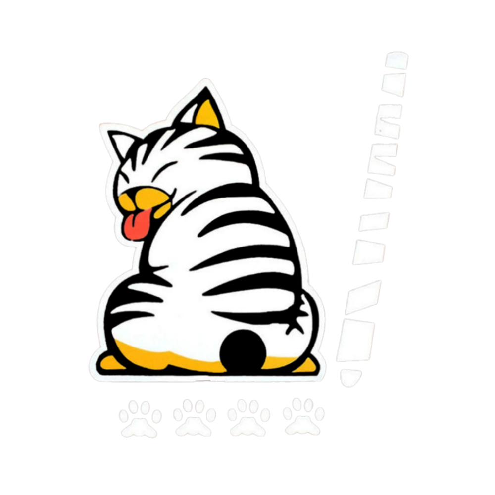 Kult Klistremerke med Kattemotiv -Hvit - Ozerty