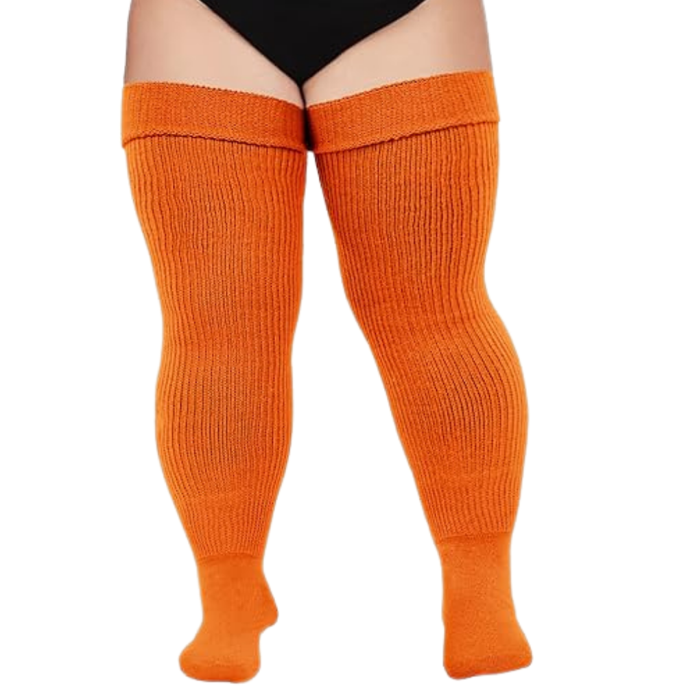Tåforsterkede lårhøye kvinnesokker -Oransje - Ozerty