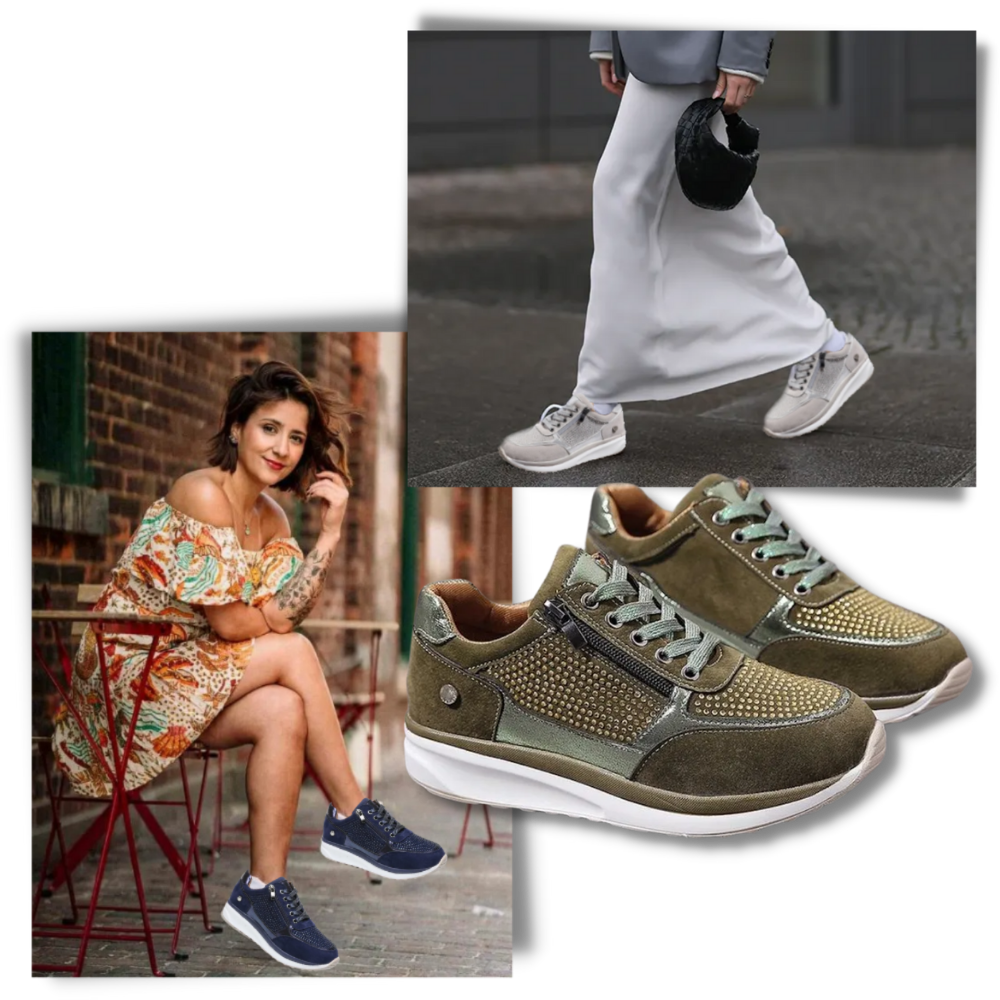 Sneakers med kiledesign og strass

 - Ozerty