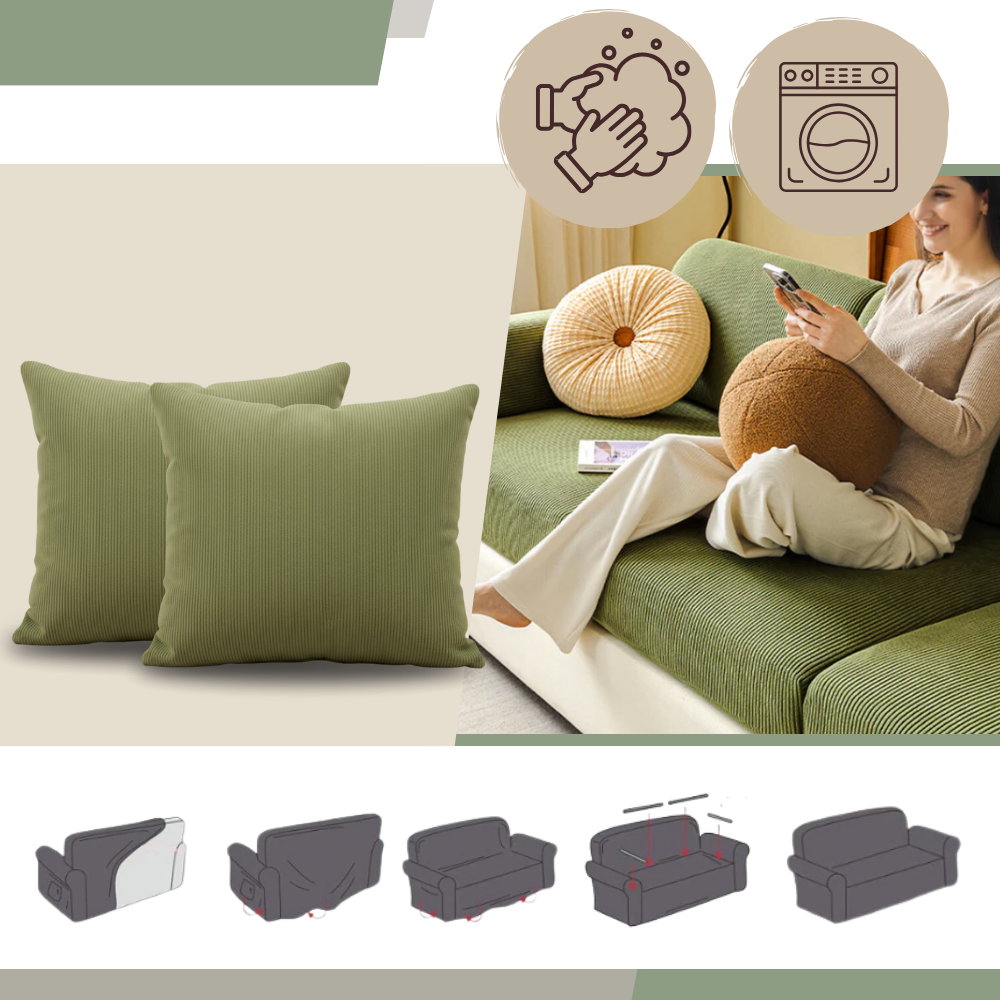 Rynkefrie Corduroy Sofatrekk - Ozerty