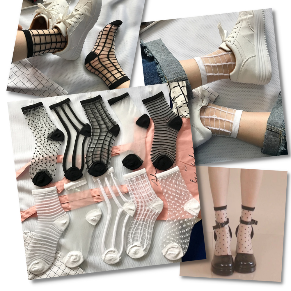 (10 par) Gjennomsiktige mote sokker for kvinner - Ozerty