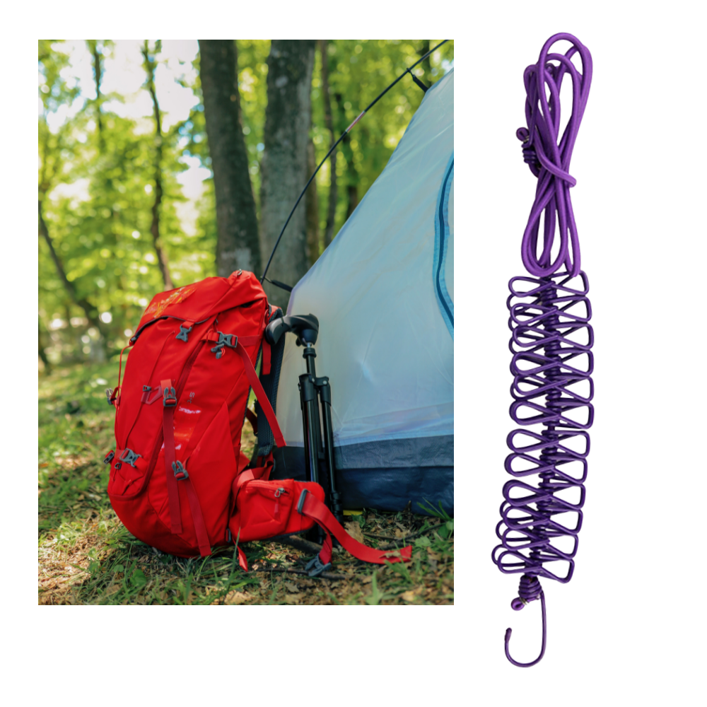 4m stretch campingklessnor med knagger - Ozerty