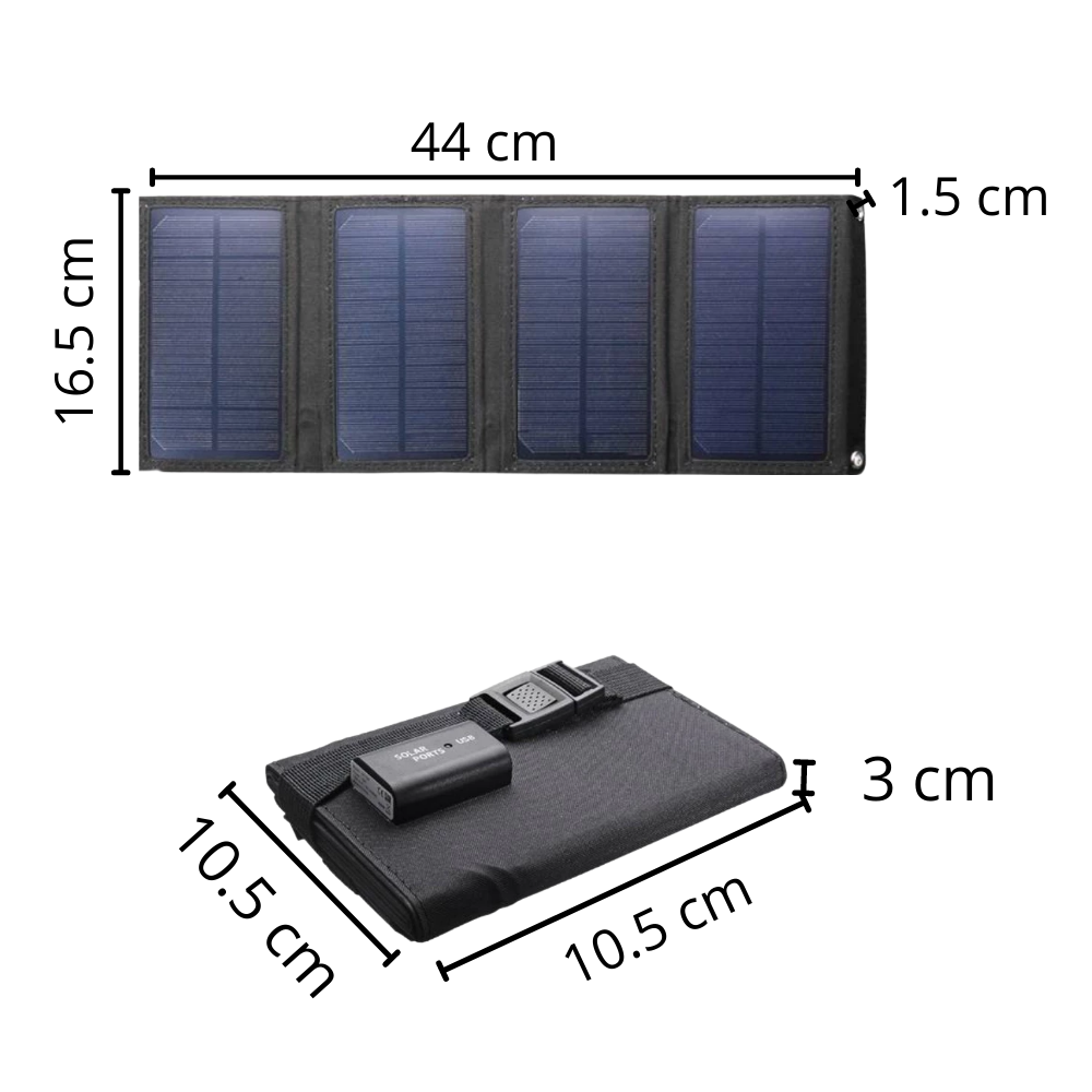 Bærbar solcellelader med USB-port