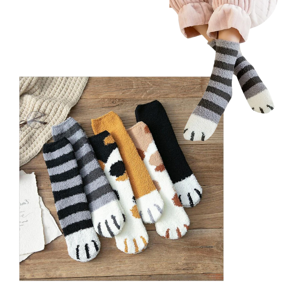 Vintersokker med kattepotedesign - Ozerty