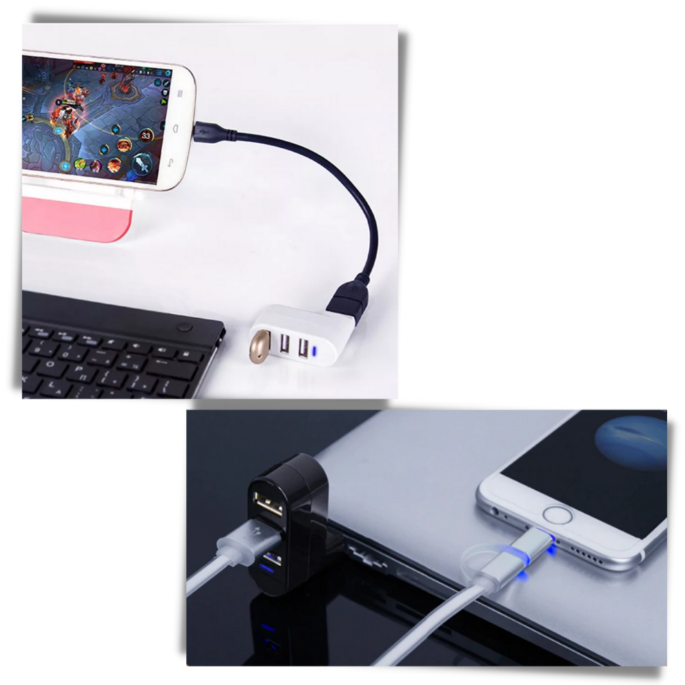 Roterende USB-adapter med flere porter - Ozerty