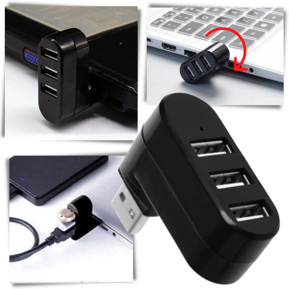 Roterende USB-adapter med flere porter - Ozerty