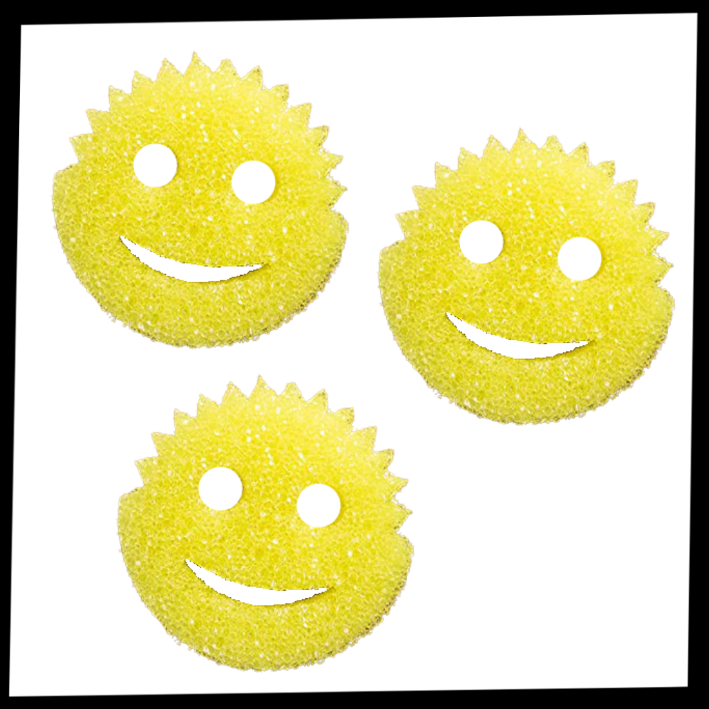 Cute Raindeer Nose Smiley Dish Sponge 3pcs (Asst) - Merae