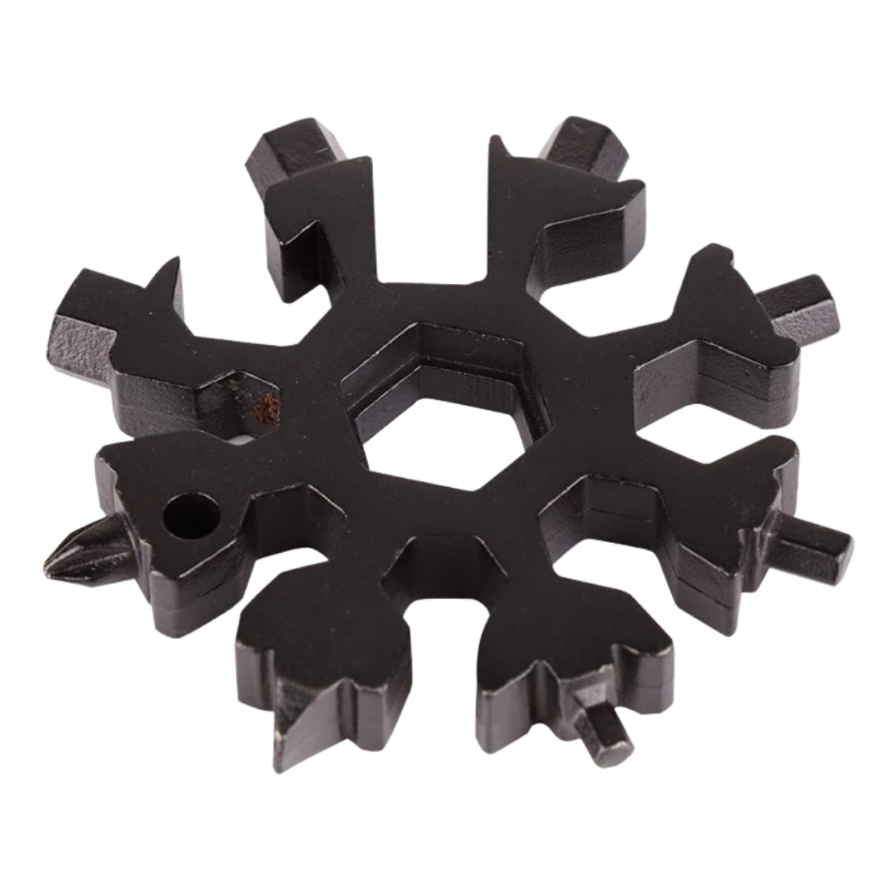 18-in-1 snowflake multi-tool in stainless steel